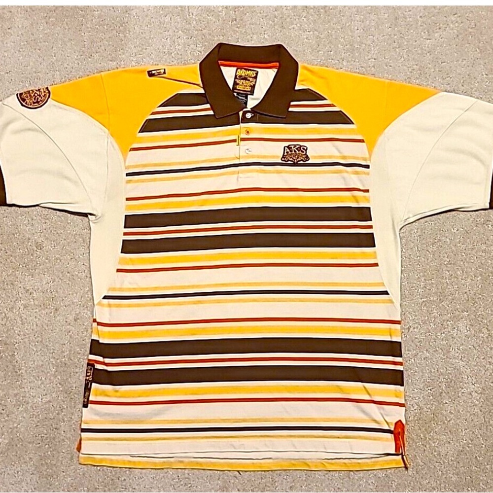 Akademiks Polo Shirt Rare Vintage Size 4XL Brown Orange Yellow